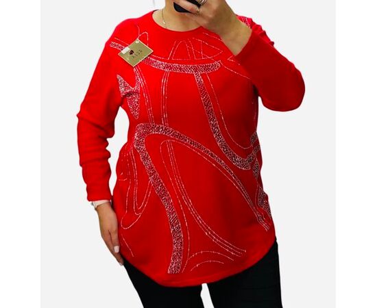 Светр жіночий 25224 red р.56-60 "Elena&Vika" недорого оптом від прямого постачальника Светр жіночий 25224 red р.56-60 "Elena&Vika" недорого оптом від прямого постачальника