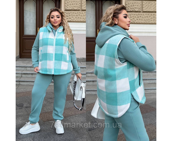 Костюм 3-ка жіночий спортивний тринитка на флісі + кашемір (46-60) "LADA" недорого від прямого постачальника, зображення 2
