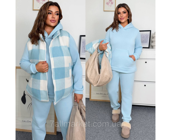 Костюм 3-ка жіночий спортивний тринитка на флісі + кашемір (46-60) "LADA" недорого від прямого постачальника, зображення 2