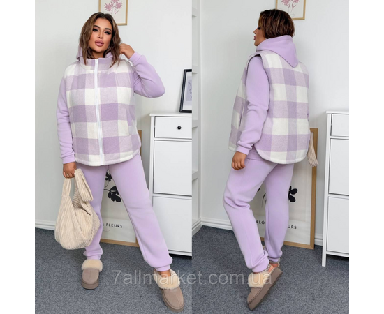 Костюм 3-ка жіночий спортивний тринитка на флісі + кашемір (46-60) "LADA" недорого від прямого постачальника, зображення 2