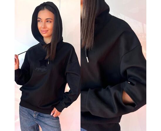 Худи женское TB81 black р.S-L "i8denim Women" недорого оптом от прямого поставщика Фотография Худи женское TB81 black р.S-L "i8denim Women" недорого оптом от прямого поставщика