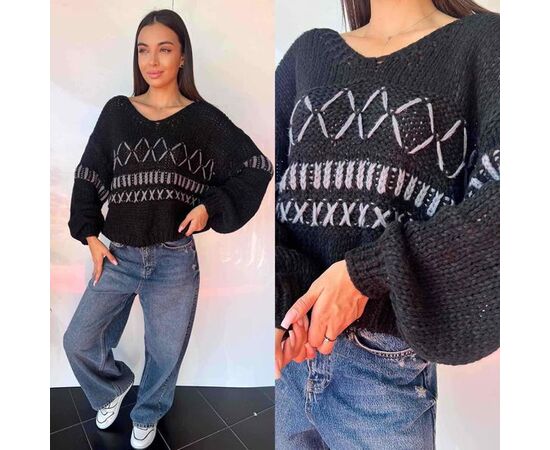 Свитер женский TB97 black р.one size "i8denim Women" недорого оптом от прямого поставщика Фотография Свитер женский TB97 black р.one size "i8denim Women" недорого оптом от прямого поставщика