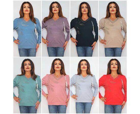 Свитер женский 2212 mix р.50-54 "ITALIA" недорого оптом от прямого поставщика Фотография Свитер женский 2212 mix р.50-54 "ITALIA" недорого оптом от прямого поставщика