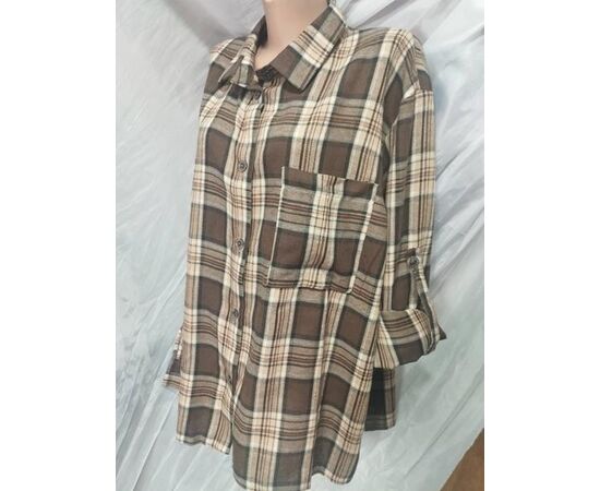 Рубашка женская 584 brown р.XL-3XL "Galina" недорого оптом от прямого поставщика Фотография Рубашка женская 584 brown р.XL-3XL "Galina" недорого оптом от прямого поставщика