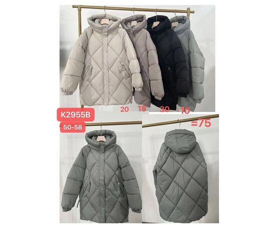 Куртка женская зимняя K2955B-20 beige р.50-58 "FLORA" недорого оптом от прямого поставщика Фотография Куртка женская зимняя K2955B-20 beige р.50-58 "FLORA" недорого оптом от прямого поставщика