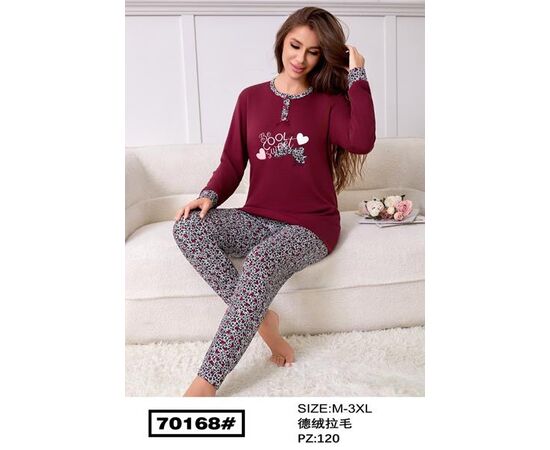 Піжама тепла жіноча 70168 wine р.46-54 "HOME STYLE" недорого оптом від прямого постачальника Піжама тепла жіноча 70168 wine р.46-54 "HOME STYLE" недорого оптом від прямого постачальника