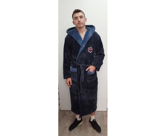 Халат мужской RL667 navy р.XL-3XL "HOME STYLE" недорого оптом от прямого поставщика Фотография Халат мужской RL667 navy р.XL-3XL "HOME STYLE" недорого оптом от прямого поставщика