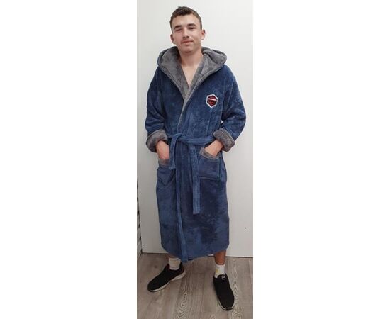 Халат мужской RL668 blue р.XL-3XL "HOME STYLE" недорого оптом от прямого поставщика Фотография Халат мужской RL668 blue р.XL-3XL "HOME STYLE" недорого оптом от прямого поставщика