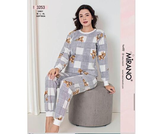 Пижама тёплая женская 3253 grey р.46-50 "HOME STYLE" недорого оптом от прямого поставщика Фотография Пижама тёплая женская 3253 grey р.46-50 "HOME STYLE" недорого оптом от прямого поставщика