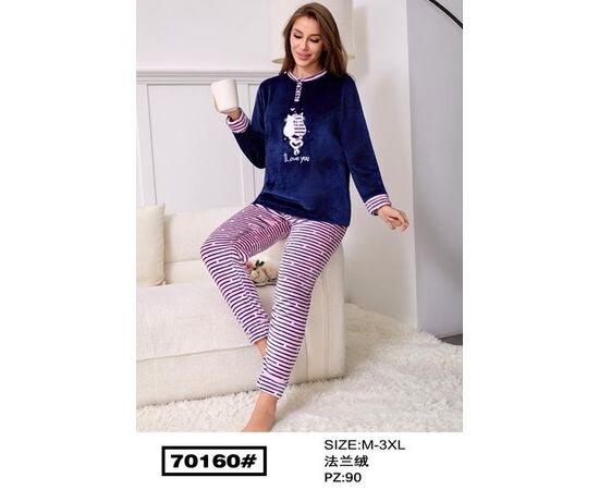 Піжама тепла жіноча 70160 navy р.M-3XL "HOME STYLE" недорого оптом від прямого постачальника Піжама тепла жіноча 70160 navy р.M-3XL "HOME STYLE" недорого оптом від прямого постачальника
