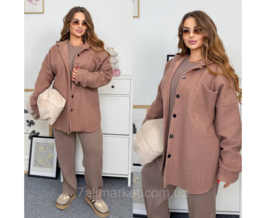 Сорочка жіноча барашок на флісі розміри 46-60 "LADA" недорого від прямого постачальника, зображення 2