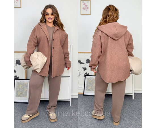 Костюм 3-ка жіночий спортивний ангора рубчик + баранчик (46-60) "LADA" недорого від прямого постачальника, зображення 2