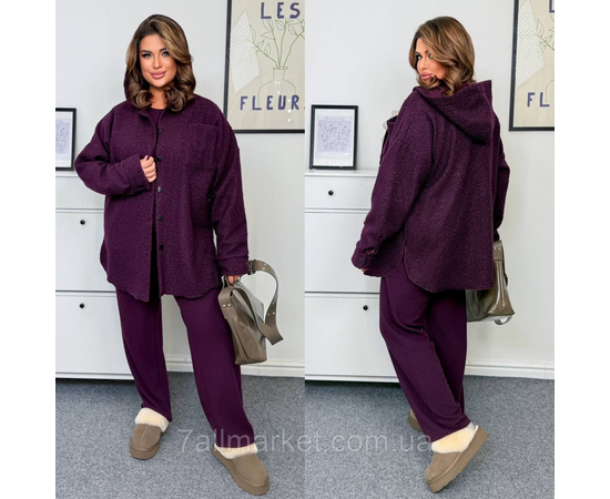 Костюм 3-ка жіночий спортивний ангора рубчик + баранчик (46-60) "LADA" недорого від прямого постачальника, зображення 2