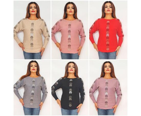 Свитер женский 2245 mix р.48-52 "ITALIA" недорого оптом от прямого поставщика Фотография Свитер женский 2245 mix р.48-52 "ITALIA" недорого оптом от прямого поставщика