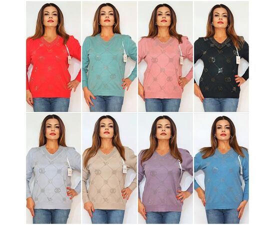 Свитер женский 2254 mix р.50-54 "ITALIA" недорого оптом от прямого поставщика Фотография Свитер женский 2254 mix р.50-54 "ITALIA" недорого оптом от прямого поставщика