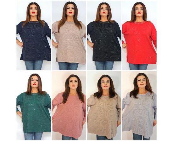 Свитер женский 2231 mix р.54-60 "ITALIA" недорого оптом от прямого поставщика Фотография Свитер женский 2231 mix р.54-60 "ITALIA" недорого оптом от прямого поставщика