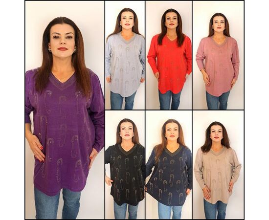 Свитер женский 2237 mix р.54-60 "ITALIA" недорого оптом от прямого поставщика Фотография Свитер женский 2237 mix р.54-60 "ITALIA" недорого оптом от прямого поставщика