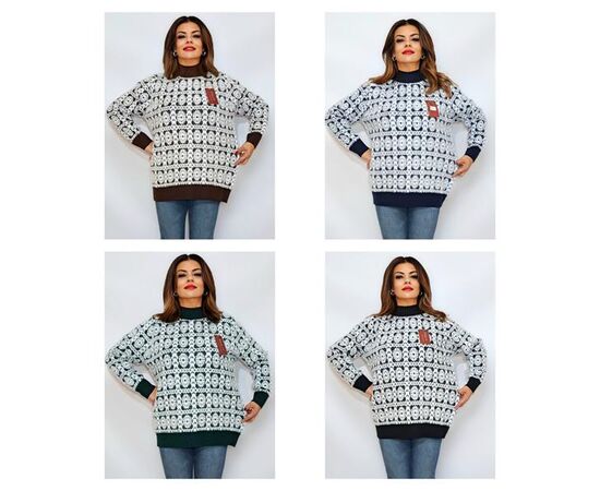 Свитер женский 2219 mix р.52-56 "ITALIA" недорого оптом от прямого поставщика Фотография Свитер женский 2219 mix р.52-56 "ITALIA" недорого оптом от прямого поставщика