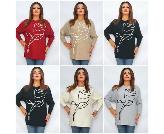 Свитер женский 2224 mix р.54-55 "ITALIA" недорого оптом от прямого поставщика Фотография Свитер женский 2224 mix р.54-55 "ITALIA" недорого оптом от прямого поставщика