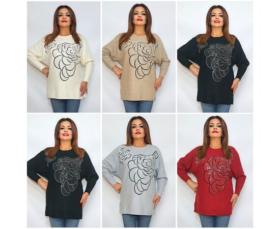 Свитер женский 2225 mix р.54-55 "ITALIA" недорого оптом от прямого поставщика Фотография Свитер женский 2225 mix р.54-55 "ITALIA" недорого оптом от прямого поставщика