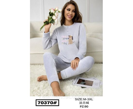 Піжама жіноча махра р-ри M-3XL (3цв)"FLOWER" купити недорого від прямого постачальника, зображення 2