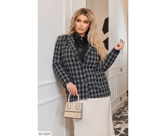 Стильний піджак на підкладці з накладними кишенями виконаний з якісної тканини букле, яка має фактурну поверхню, що в свою чергу надає виробу витончений вид, застібається на два гудзики р.48-50;52-54;56-58;60-62 (3кол.) "BELUZA" купити недорого від прямог Стильний піджак на підкладці з накладними кишенями виконаний з якісної тканини букле, яка має фактурну поверхню, що в свою чергу надає виробу витончений вид, застібається на два гудзики р.48-50;52-54;56-58;60-62 (3кол.) "BELUZA" купити недорого від прямог