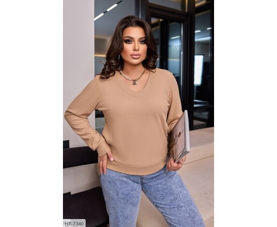 Легкий светр, виконаний з якісної трикотажної тканини мустанг, тканина має красиву фактуру в смужку р.48-50;52-54;56-58;60-62 (3кол.) "BELUZA" купити недорого від прямого постачальника, зображення 3