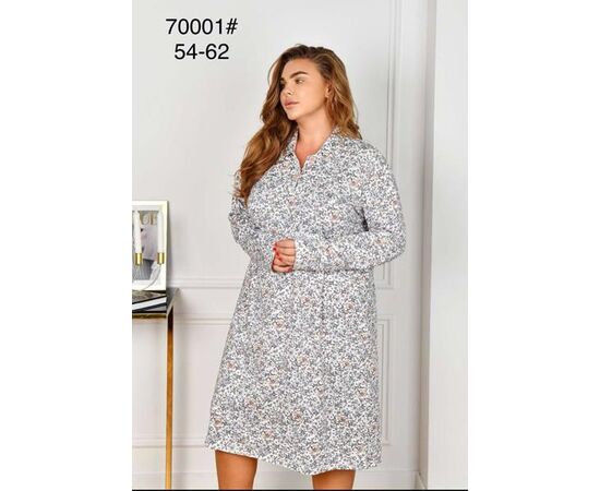 Ночнушка женская 70001 grey р.54-62 "HOME STYLE" недорого оптом от прямого поставщика Фотография Ночнушка женская 70001 grey р.54-62 "HOME STYLE" недорого оптом от прямого поставщика