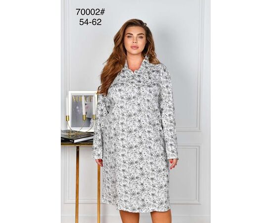 Ночнушка женская 70002 grey р.54-62 "HOME STYLE" недорого оптом от прямого поставщика Фотография Ночнушка женская 70002 grey р.54-62 "HOME STYLE" недорого оптом от прямого поставщика