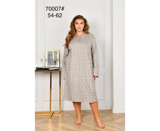 Ночнушка женская 70007 grey р.54-62 "HOME STYLE" недорого оптом от прямого поставщика Фотография Ночнушка женская 70007 grey р.54-62 "HOME STYLE" недорого оптом от прямого поставщика