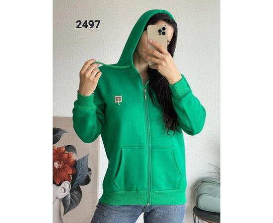 Кофта спортивная женская тёплая 2497 green р.42-48 "FSN" недорого оптом от прямого поставщика Фотография Кофта спортивная женская тёплая 2497 green р.42-48 "FSN" недорого оптом от прямого поставщика