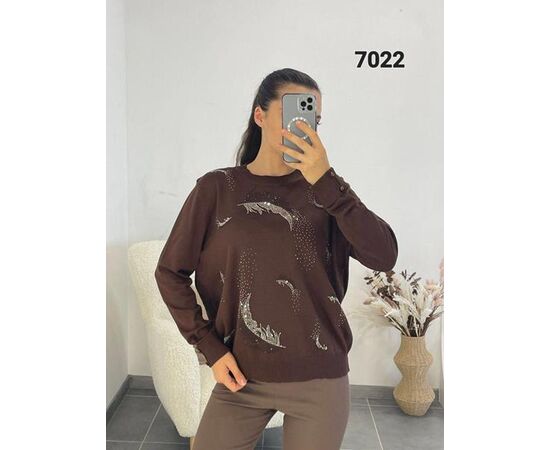 Свитер женский 7022 brown р.46-52 "FSN" недорого оптом от прямого поставщика Фотография Свитер женский 7022 brown р.46-52 "FSN" недорого оптом от прямого поставщика