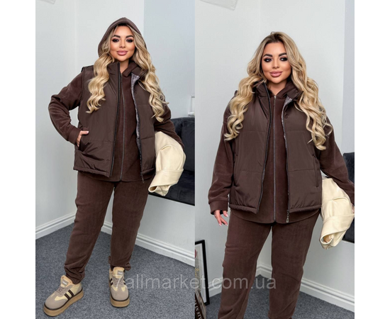 Костюм 3-ка женский спортивный флис+плащевка (46-60) "LADA" недорого от прямого поставщика, изображение 3 Фотография Костюм 3-ка женский спортивный флис+плащевка (46-60) "LADA" недорого от прямого поставщика, изображение 3