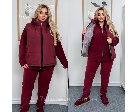 Костюм 3-ка женский спортивный флис+плащевка (46-60) "LADA" недорого от прямого поставщика, изображение 2 Фотография Костюм 3-ка женский спортивный флис+плащевка (46-60) "LADA" недорого от прямого поставщика, изображение 2