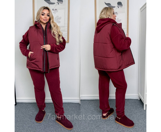 Костюм 3-ка женский спортивный флис+плащевка (46-60) "LADA" недорого от прямого поставщика, изображение 3 Фотография Костюм 3-ка женский спортивный флис+плащевка (46-60) "LADA" недорого от прямого поставщика, изображение 3