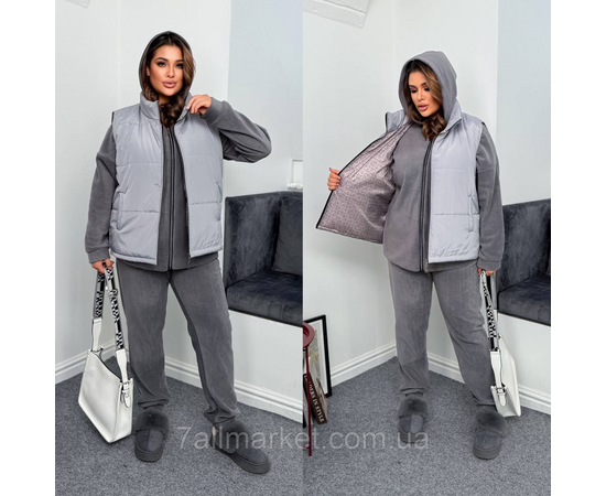 Костюм 3-ка женский спортивный флис+плащевка (46-60) "LADA" недорого от прямого поставщика, изображение 2 Фотография Костюм 3-ка женский спортивный флис+плащевка (46-60) "LADA" недорого от прямого поставщика, изображение 2