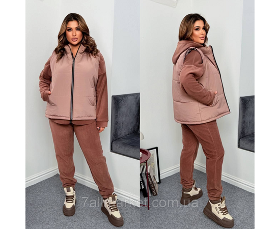 Костюм 3-ка женский спортивный флис+плащевка (46-60) "LADA" недорого от прямого поставщика, изображение 3 Фотография Костюм 3-ка женский спортивный флис+плащевка (46-60) "LADA" недорого от прямого поставщика, изображение 3