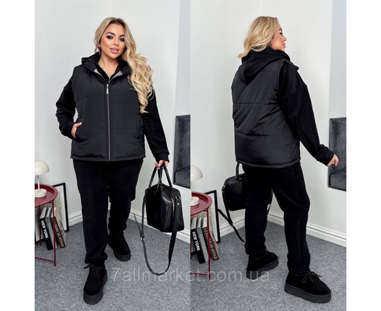 Костюм 3-ка женский спортивный флис+плащевка (46-60) "LADA" недорого от прямого поставщика, изображение 2 Фотография Костюм 3-ка женский спортивный флис+плащевка (46-60) "LADA" недорого от прямого поставщика, изображение 2