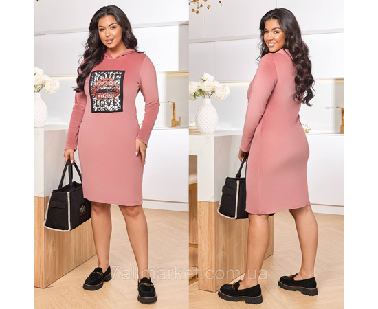 Плаття жіноче велюрове з капюшоном р-ри 46-60 "LADA" купити недорого від прямого постачальника, зображення 2 Плаття жіноче велюрове з капюшоном р-ри 46-60 "LADA" купити недорого від прямого постачальника, зображення 2