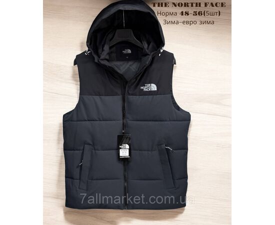 Жилетка мужская евро зима с капюшоном Норт Фейс р-ры 48-56 (2цв) "SKAY" купить недорого от прямого поставщика, изображение 2 Фотография Жилетка мужская евро зима с капюшоном Норт Фейс р-ры 48-56 (2цв) "SKAY" купить недорого от прямого поставщика, изображение 2