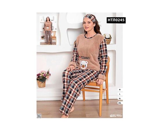 Пижама тёплая женская 0245 brown р.M-2XL "SHELLY" недорого оптом от прямого поставщика Фотография Пижама тёплая женская 0245 brown р.M-2XL "SHELLY" недорого оптом от прямого поставщика