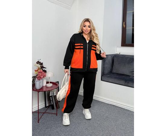 Костюм спортивный женский 940 black-orange р.50-60 "Seven Zikina" недорого оптом от прямого поставщика Фотография Костюм спортивный женский 940 black-orange р.50-60 "Seven Zikina" недорого оптом от прямого поставщика