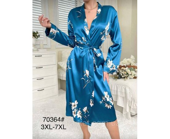 Халат женский шёлковы батал размер 3XL-7XL "FLOWER" недорого от прямого поставщика Фотография Халат женский шёлковы батал размер 3XL-7XL "FLOWER" недорого от прямого поставщика
