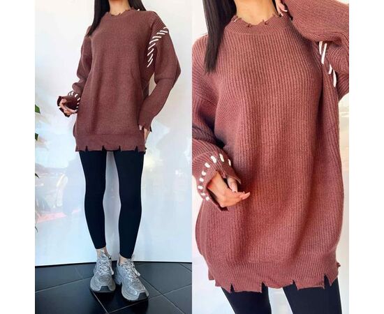 Свитер женский TB107 brown р.one size "i8denim Women" недорого оптом от прямого поставщика Фотография Свитер женский TB107 brown р.one size "i8denim Women" недорого оптом от прямого поставщика