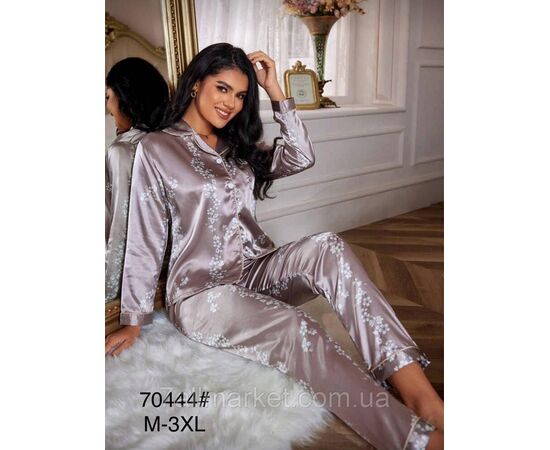 Пижама женская шёлк р-ры M-3XL (2цв)"FLOWER" купить недорого от прямого поставщик Фотография Пижама женская шёлк р-ры M-3XL (2цв)"FLOWER" купить недорого от прямого поставщик