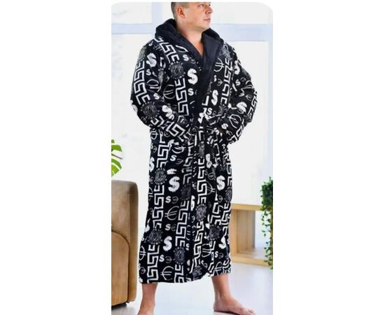 Халат мужской RL786 black р.50-60 "HOME STYLE" недорого оптом от прямого поставщика Фотография Халат мужской RL786 black р.50-60 "HOME STYLE" недорого оптом от прямого поставщика