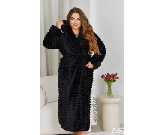 Халат женский тёплый RL793 black р.60-64 "HOME STYLE" недорого оптом от прямого поставщика Фотография Халат женский тёплый RL793 black р.60-64 "HOME STYLE" недорого оптом от прямого поставщика