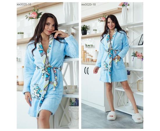 Халат женский тёплый 3020-18 l.blue р.S-XL "Vehuiah" недорого оптом от прямого поставщика Фотография Халат женский тёплый 3020-18 l.blue р.S-XL "Vehuiah" недорого оптом от прямого поставщика