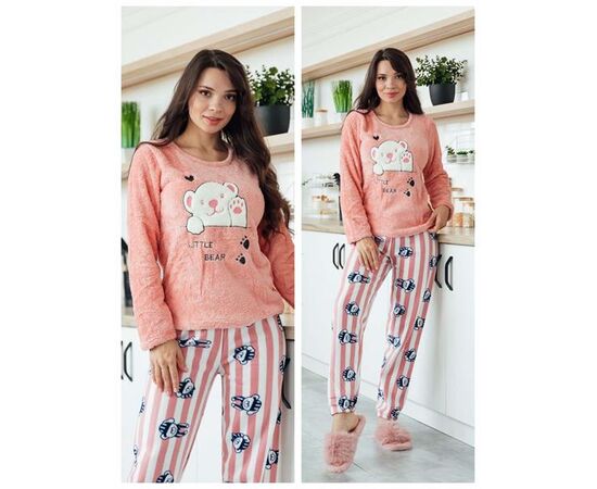 Пижама тёплая женская 31028 peach р.M-3XL "Vehuiah" недорого оптом от прямого поставщика Фотография Пижама тёплая женская 31028 peach р.M-3XL "Vehuiah" недорого оптом от прямого поставщика