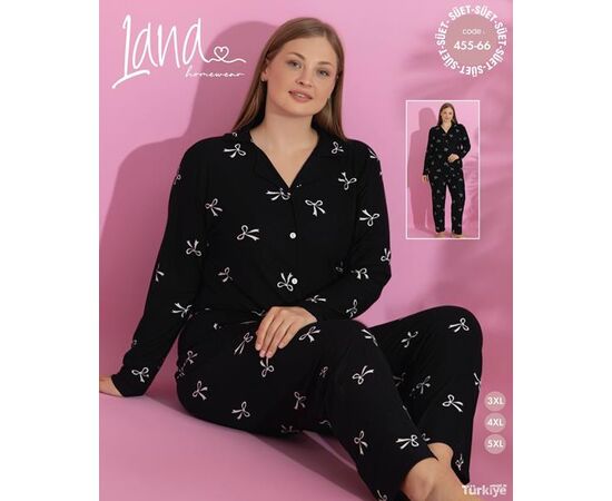 Пижама женская 455-66 black р.3XL-5XL "Vehuiah" недорого оптом от прямого поставщика Фотография Пижама женская 455-66 black р.3XL-5XL "Vehuiah" недорого оптом от прямого поставщика